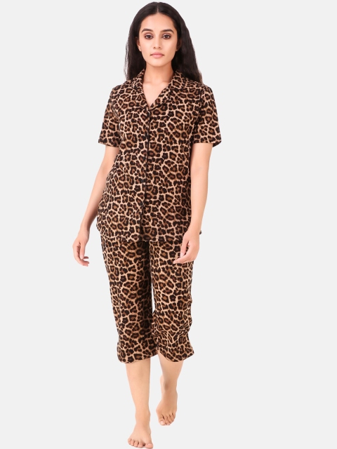 

Masha Women Brown Printed Pure Cotton Night suit