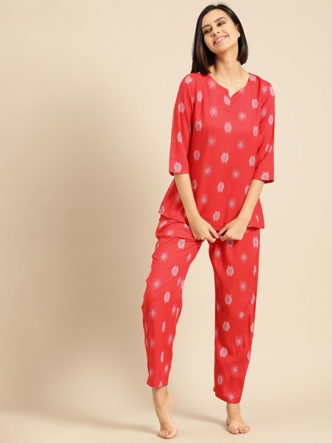 

Prakhya Women Red Conversational Printed Pyjama Set