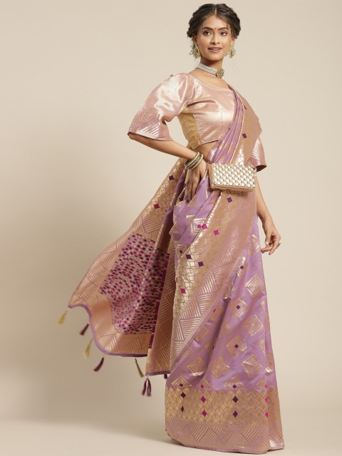 

Somras Purple & Golden Ethnic Motifs Zari Silk Blend Saree