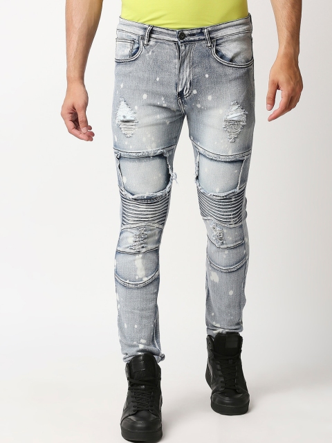 

WAIMEA Men Grey Skinny Fit Highly Distressed Heavy Fade Bleached Stretchable Jeans