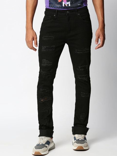 

WAIMEA Men Black Mildly Distressed Ripped Stretchable Jeans