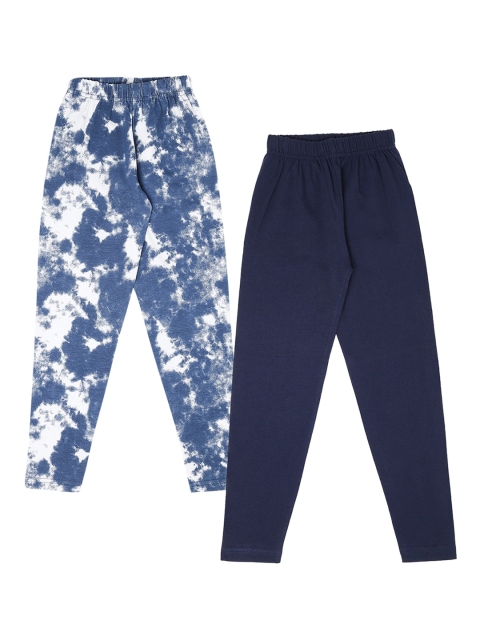 

RAINE AND JAINE Girls Pack Of 2 Blue & Navy Blue Printed Ankle-Length Leggings