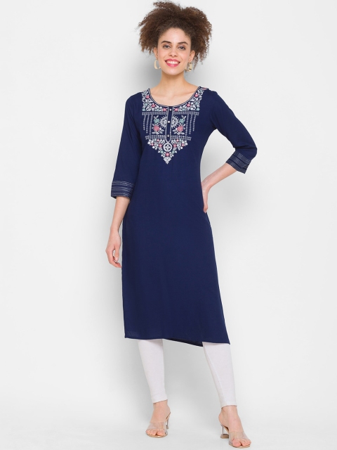 

ZOLA Women Blue Floral Embroidered Kurta