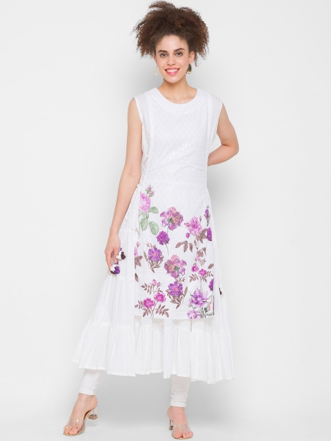 

ZOLA Women Purple Floral Printed Anarkali Kurta