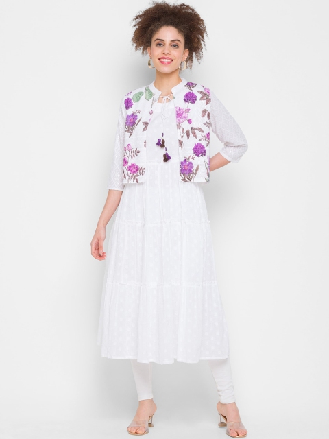 

ZOLA Women Purple Floral Embroidered Kurta