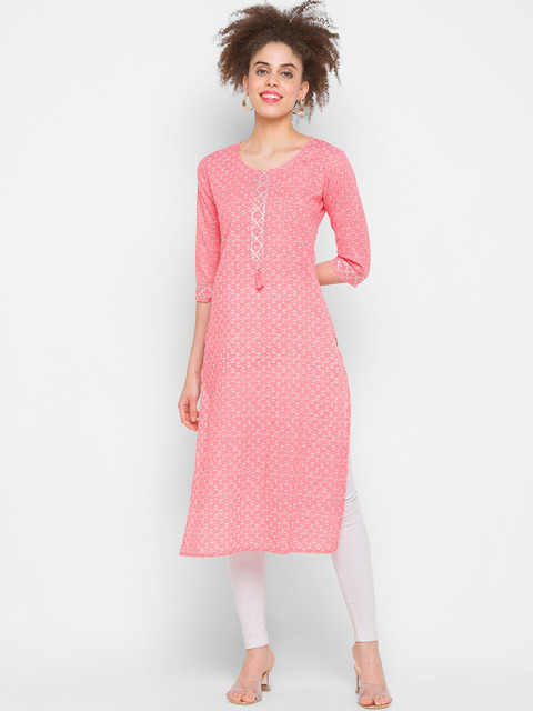 

ZOLA Women Peach-Coloured Flared Sleeves Kurta