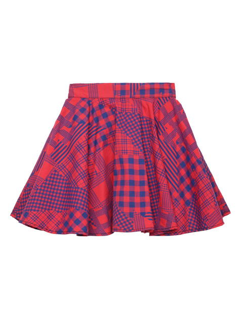 

UNDER FOURTEEN ONLY Girls Red & Blue Printed Pure Cotton Flared Knee-Length Skirt