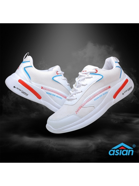 

ASIAN Men White Mesh Running Sports Shoes