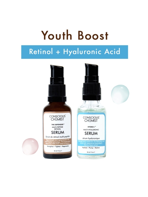 

Conscious Chemist Retinol & Hyaluronic Acid Youth Boost Face Serum Combo - 30 ml Each, White