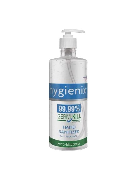 

hygienix 70% Alcohol 99.99% Germ Kill Hand Sanitizer 500ml, White