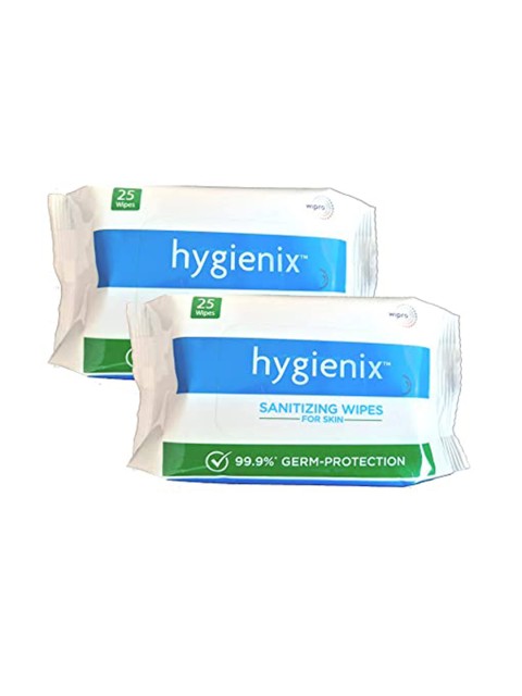 

hygienix Pack of 2 Hand Sanitizing Wipes, White
