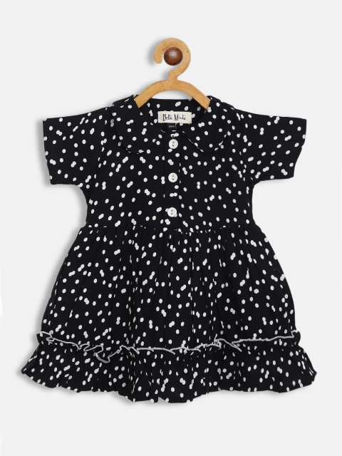 

Bella Moda Girls Black & White Peter Pan Collar Shirt Pure Cotton Dress