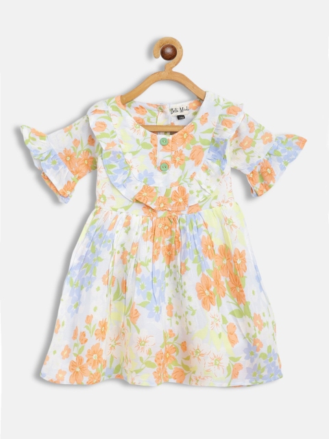 

Bella Moda Girls Multicoloured Floral Printed Cotton Dress, Multi