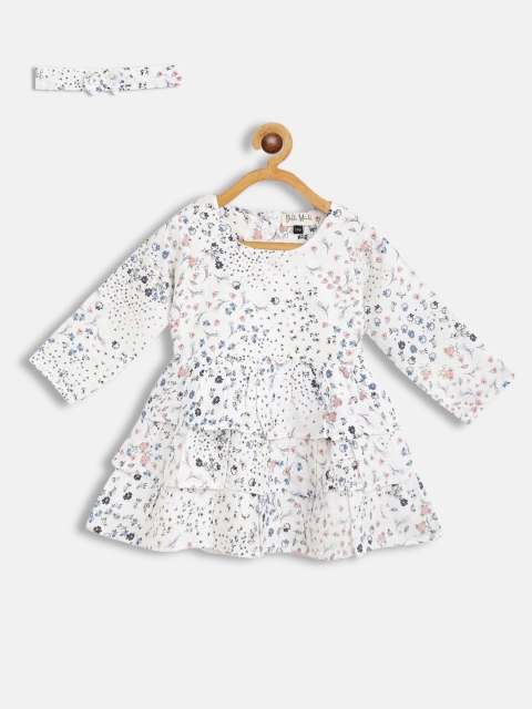 

Bella Moda Girls White Floral Printed Cotton Dress