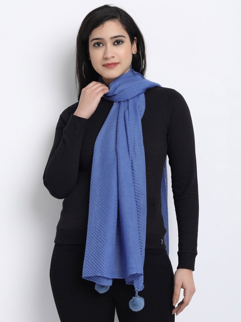 

Wicked Stitch Women Blue Solid Cotton Scarves