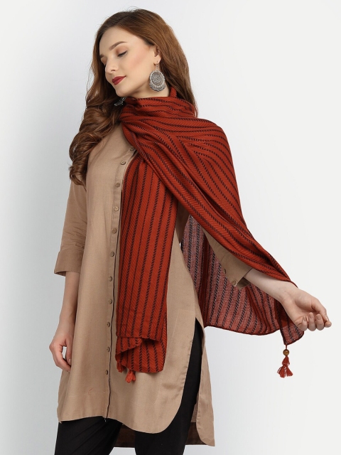 

Wicked Stitch Women Orange & Black Striped Scarf