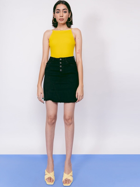 

FREAKINS Women Stylish Black Solid Skirt