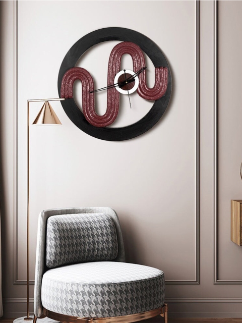 

THE ARTMENT Maroon & Black Contemporary Wall Clock