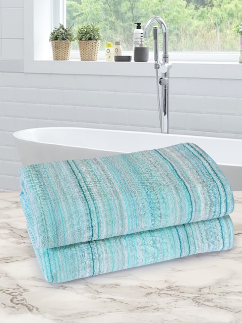 

ROMEE Set Of 2 500 GSM Cotton Bath Towels, Turquoise blue