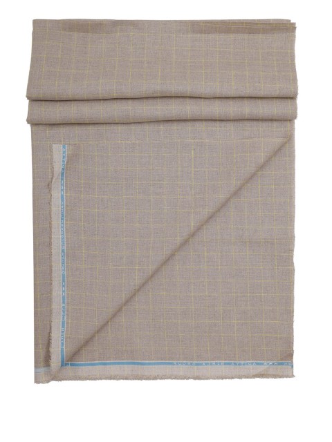 

Linen Club Men Grey & Yellow Checked Shirt Cotton Clothing Fabric