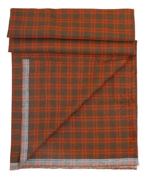 

Linen Club Men Orange & Brown Checked Shirt Clothing Fabric