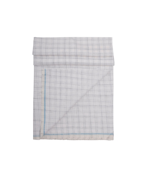 

Linen Club Men Grey & White Checked Shirting Fabric