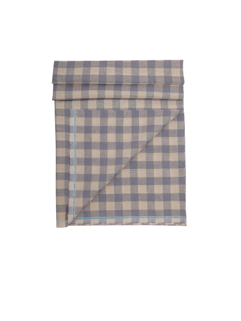 

Linen Club Men Blue & Brown Checked Linen Shirt Clothing Fabric