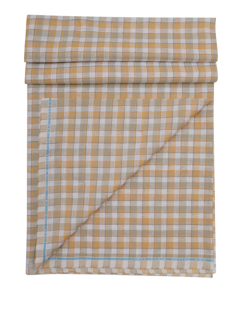 

Linen Club Men Orange Checked Linen Clothing Fabric