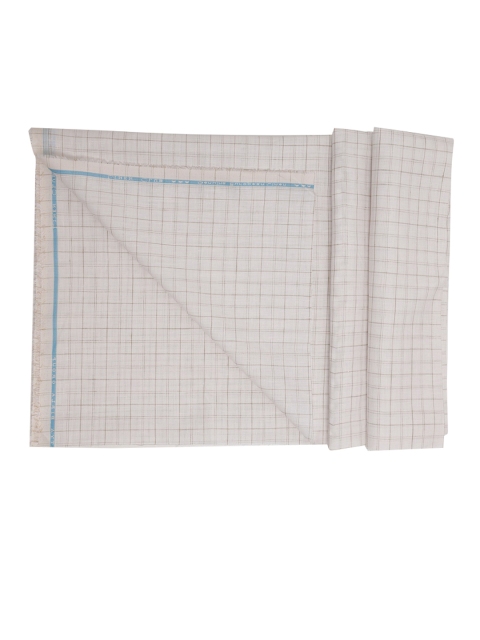 

Linen Club Men Off White & Brown Checked Cotton Shirt Clothing Fabric