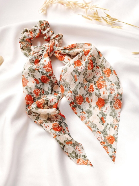 

JOKER & WITCH Women Cream Floral Print Scarf Scrunchies