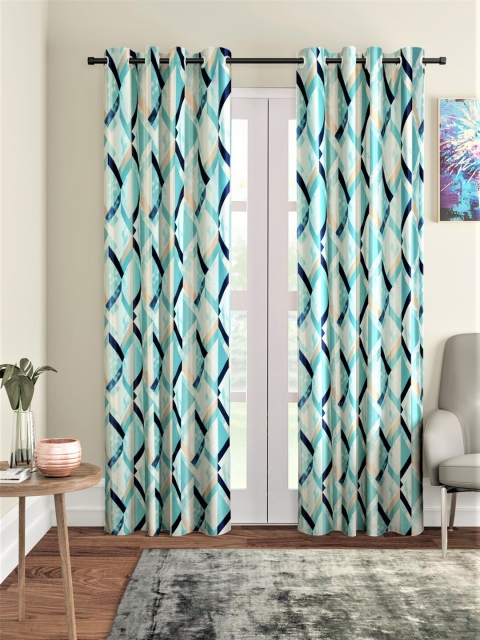 

Home Sizzler Blue Set of 2 Geometric Long Door Curtain