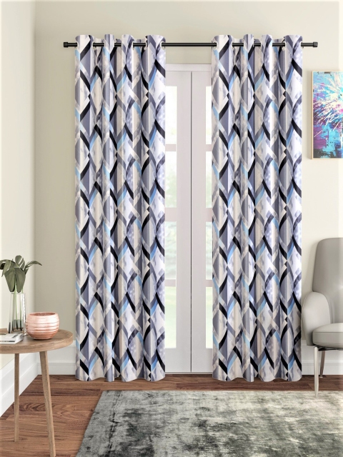 

Home Sizzler Grey & Black Set of 2 Geometric Long Door Curtains