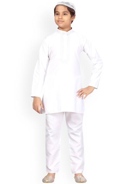 

LITTLE MAFIA BY Aarika Boys White Pure Cotton Kurta with Pyjamas