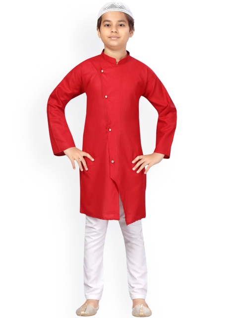 

LITTLE MAFIA BY Aarika Boys Maroon Pure Cotton Kurta with Pyjamas