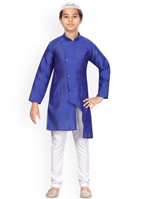 

LITTLE MAFIA BY Aarika Boys Blue Pure Silk Kurta with Pyjamas