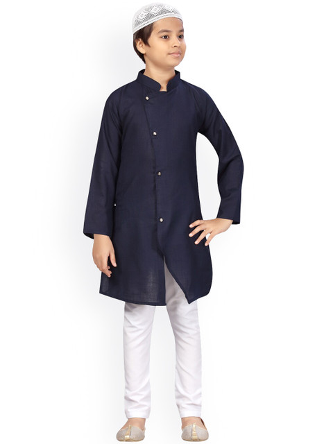 

LITTLE MAFIA BY Aarika Boys Blue Pure Cotton Kurta with Pyjamas