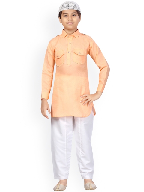 

LITTLE MAFIA BY Aarika Boys Orange Pure Cotton Kurta with Pyjamas