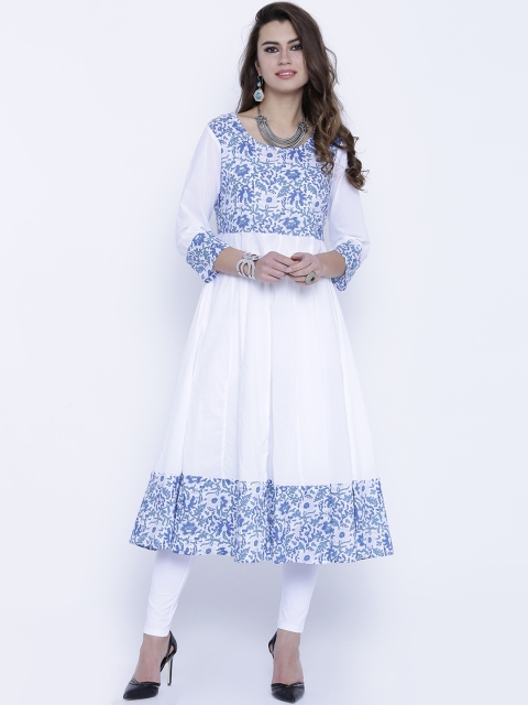 

Vishudh Women White Yoke Design Anarkali Kurta