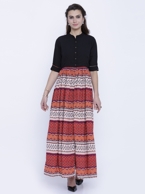 

Vishudh Women Red & Orange Printed A-Line Kurta