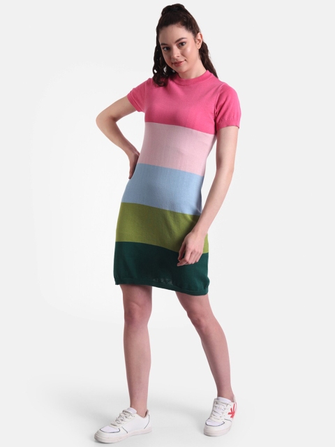 

United Colors of Benetton Women Pink Colourblocked T-shirt Dress