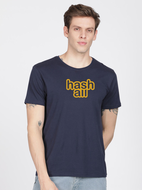 

BLACK RADIO Men Navy Blue Typography Printed T-shirt