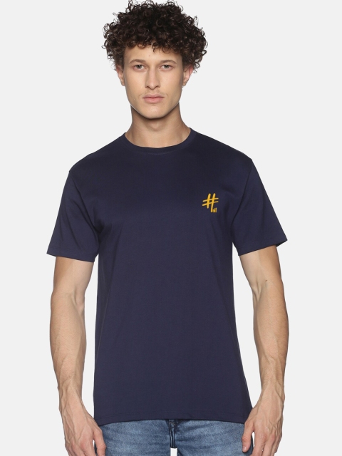 

BLACK RADIO Men Navy Blue Applique T-shirt
