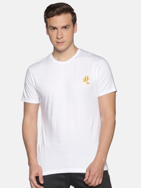 

BLACK RADIO Men White Solid Cotton T-shirt