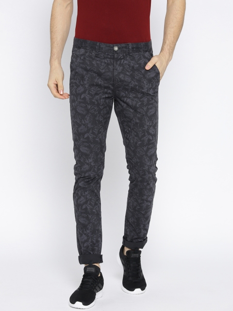 

Being Human Men Charcoal Grey Regular Fit Printed Chinos