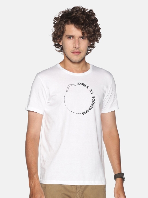 

BLACK RADIO Men White Printed Cotton T-shirt