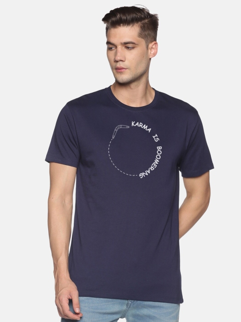 

BLACK RADIO Men Navy Blue Typography Printed T-shirt