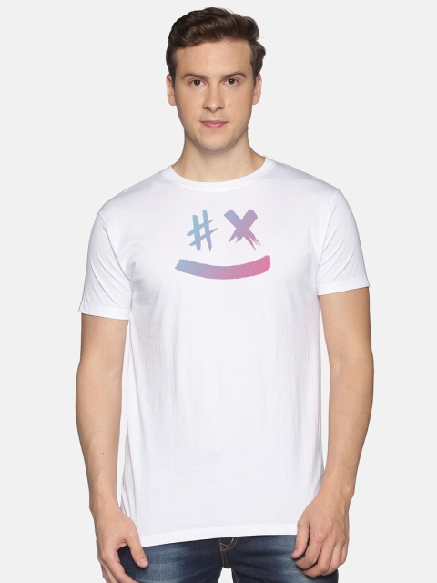 

BLACK RADIO Men White Printed Cotton T-shirt