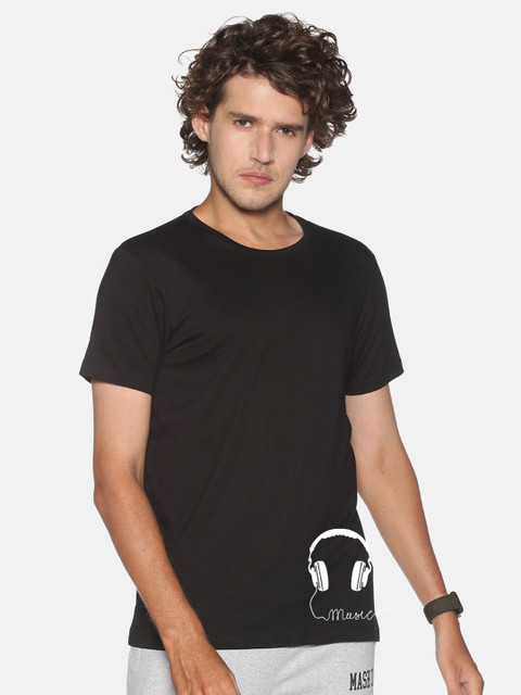 

BLACK RADIO Men Black Typography T-shirt