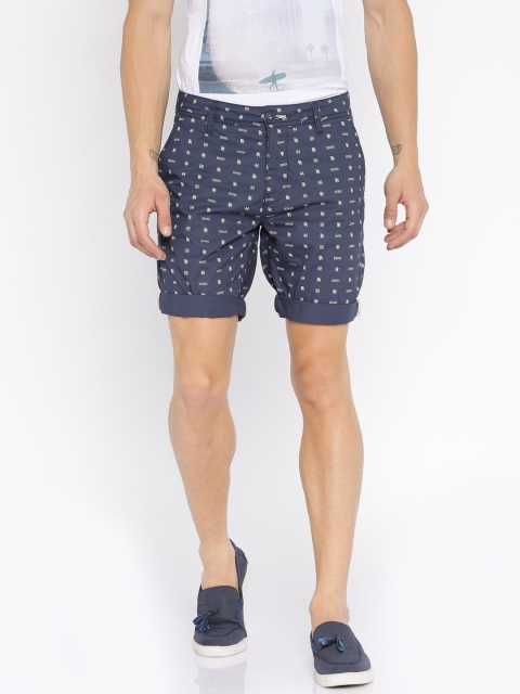 

Being Human Clothing Men Navy Printed Shorts, Navy blue