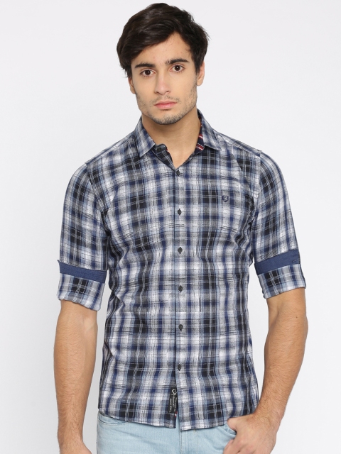 

Being Human Clothing Men Blue Slim Fit Checked Casual Shirt